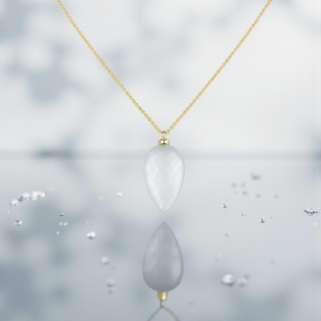 White Moonstone Briolette Pendant Necklace