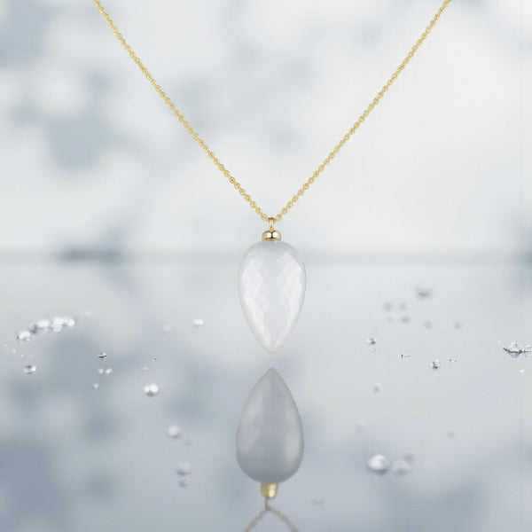 White Moonstone Briolette Pendant Necklace