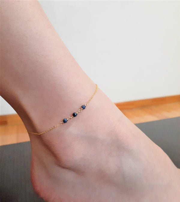 Dainty Blue Sapphire Anklet