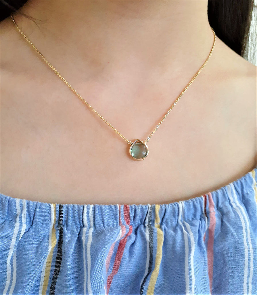 Teal Fluorite Heart Briolette Pendant Necklace