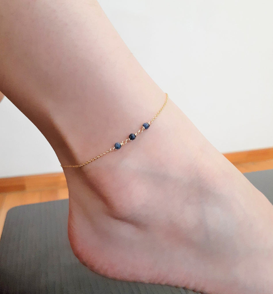Dainty Blue Sapphire Anklet