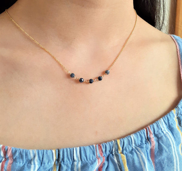 Blue Sapphire Beaded Necklace