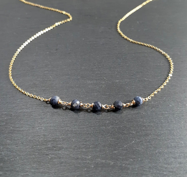 Blue Sapphire Beaded Necklace