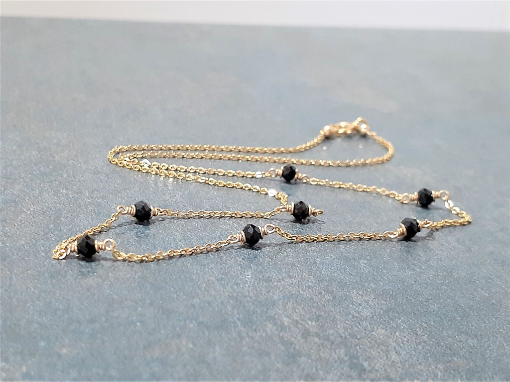 Black Spinel Beaded Choker Necklace