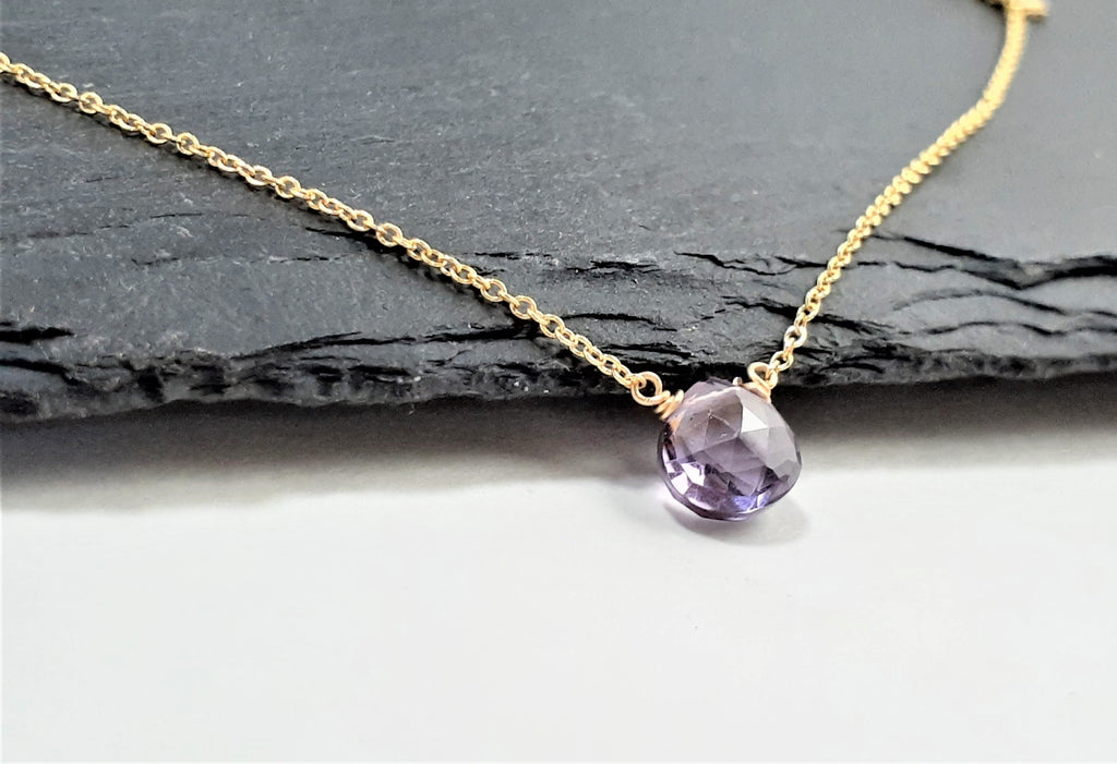 Purple Amethyst Heart Shape Pendant Necklace