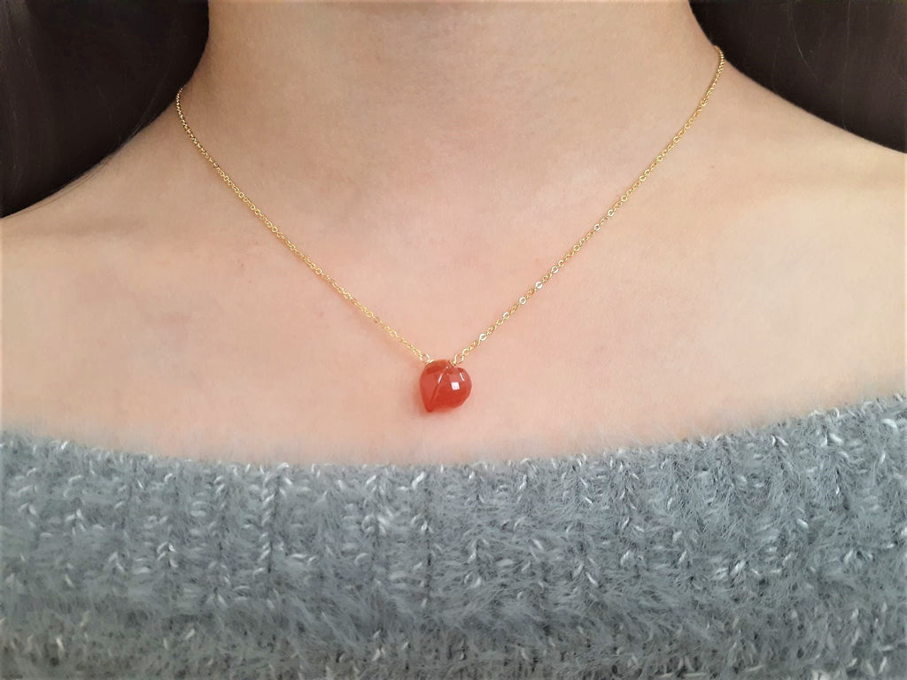 Carnelian Heart Briolette Necklace