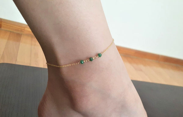 Dainty Emerald Anklet