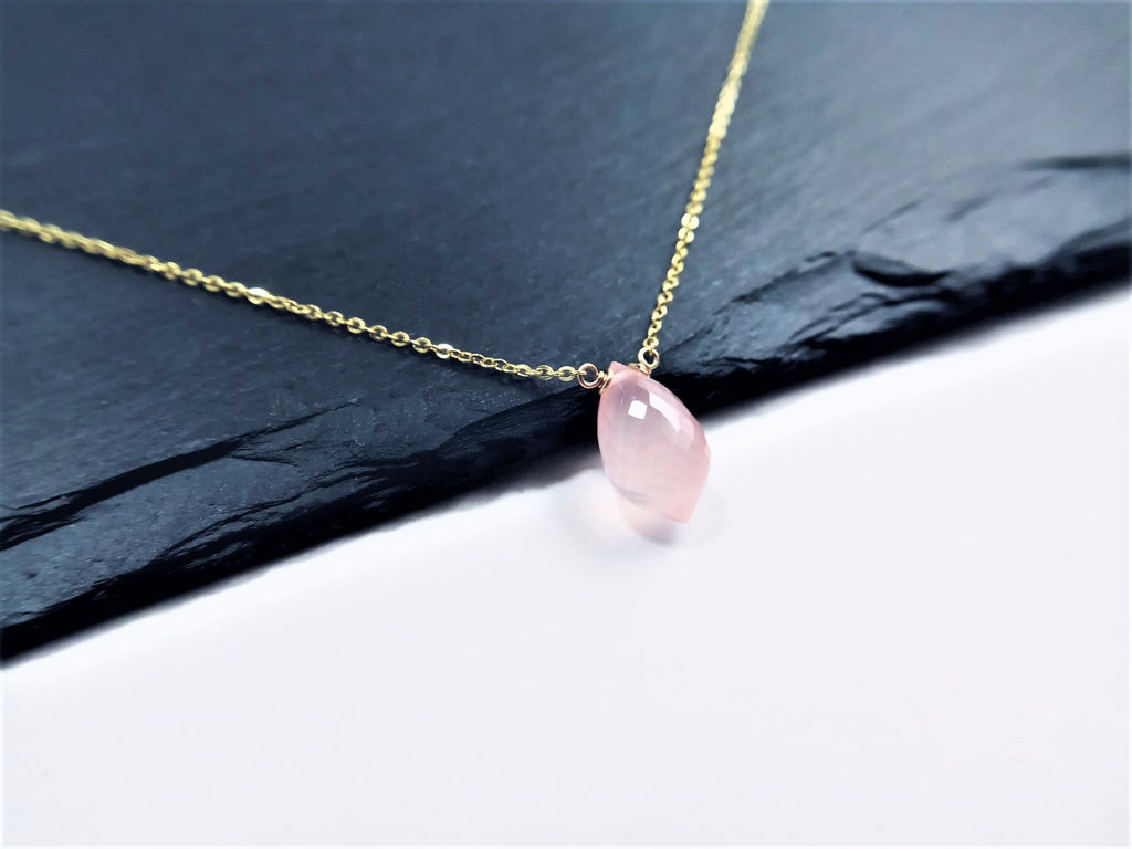 Pink Chalcedony Chandelier Pendant Necklace