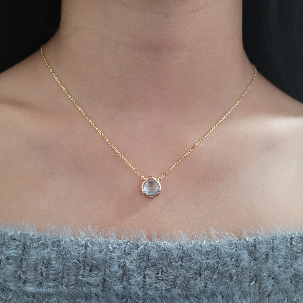 Aquamarine Heart Briolette Pendant Necklace