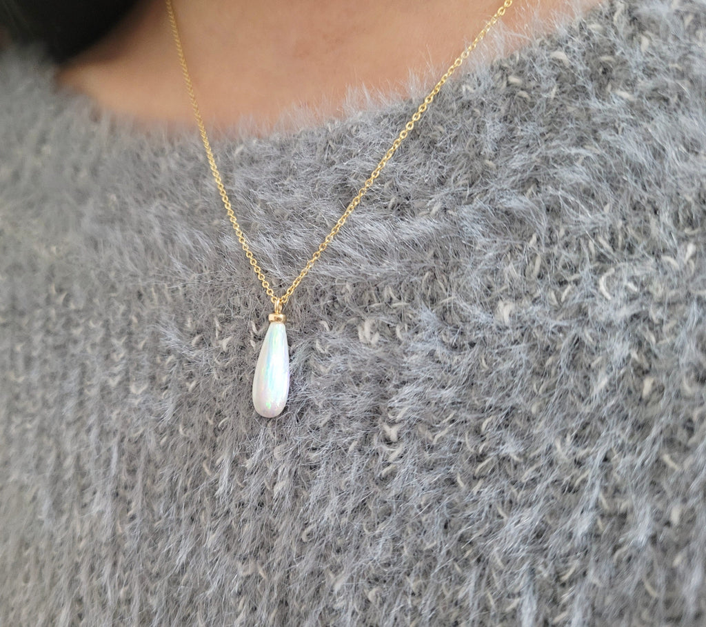 White Opal Pendant Necklace