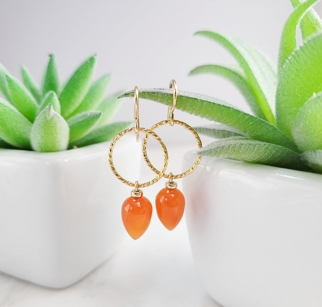Carnelian Hoop Earrings
