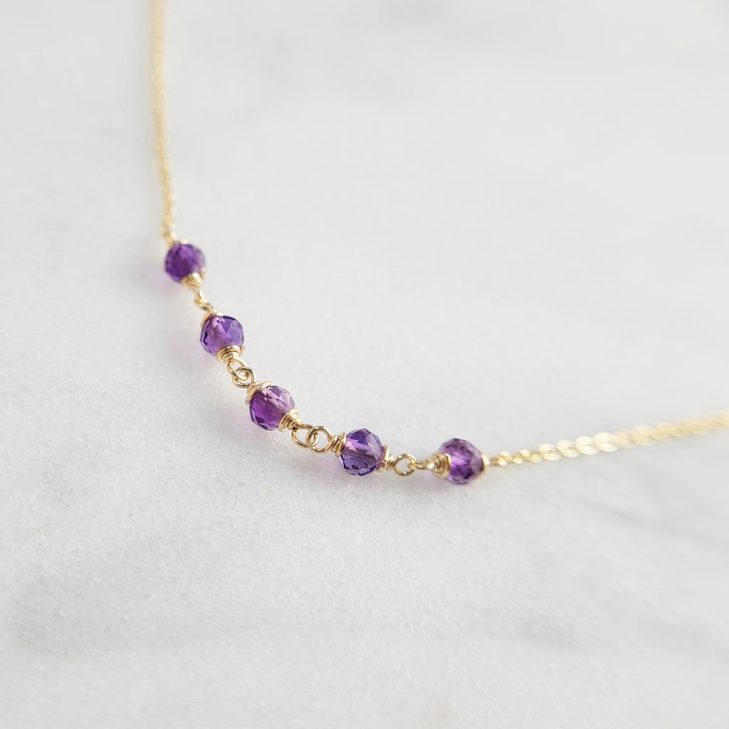 Beaded Purple Amethyst Necklace