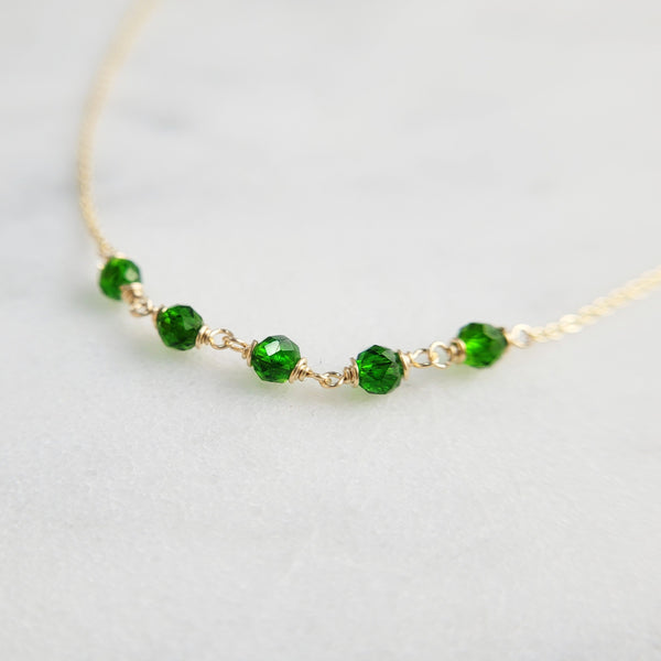 Beaded Chrome Diopside Necklace