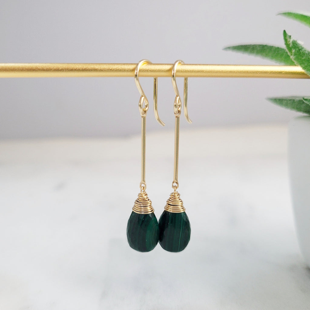 Malachite Long Dangle Earrings