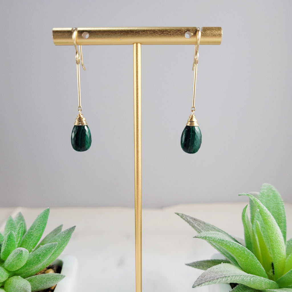 Malachite Long Dangle Earrings
