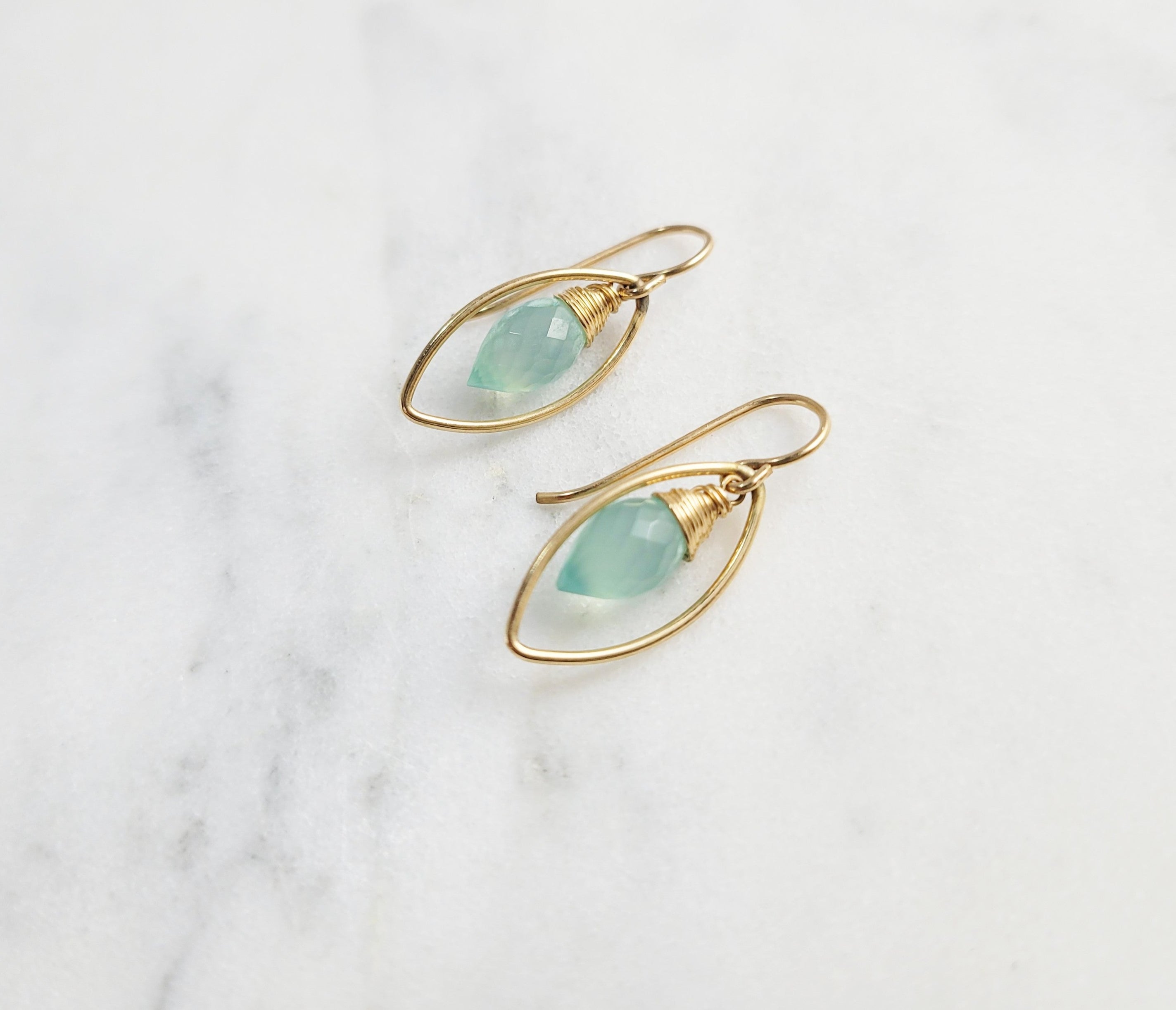 Aqua Chalcedony Marquise Earrings– Admirable Jewels