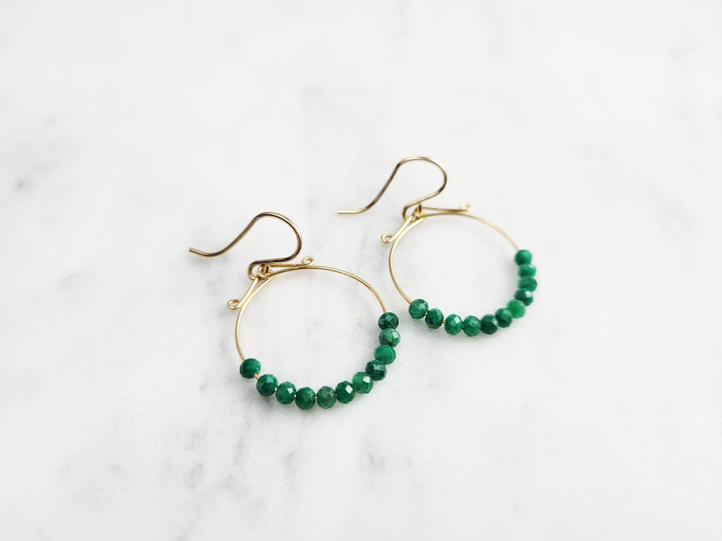 Emerald Hoop Fidget Earrings