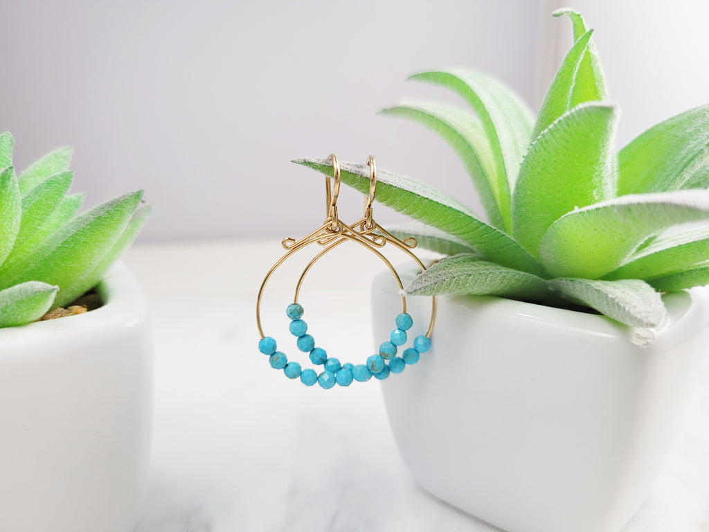 Turquoise Hoop Fidget Earrings