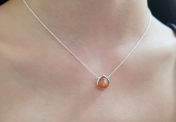 Sunstone Heart Briolette Pendant Necklace