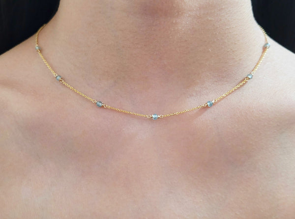 Blue Zircon Beaded Necklace