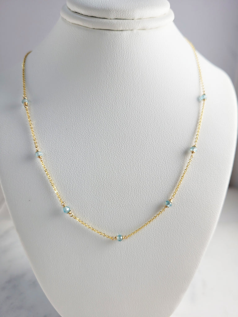 Blue Zircon Beaded Necklace