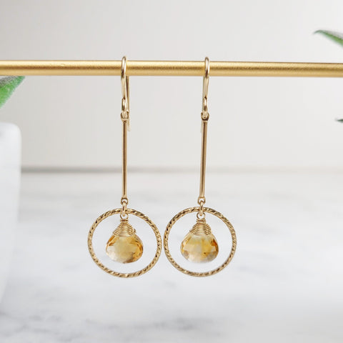Citrine Long Dangle Earrings