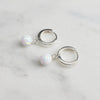 White Opal Ball Hoop Huggie Earrings