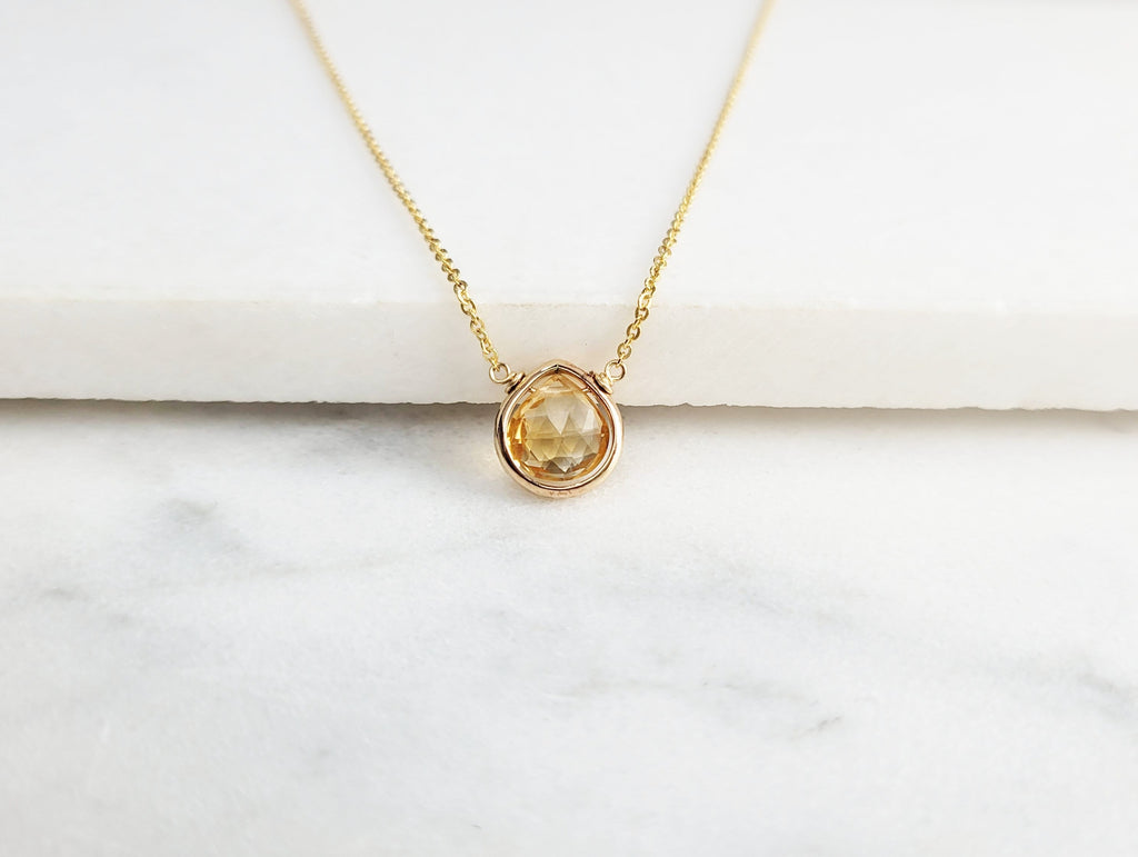 Citrine Heart Briolette Pendant Necklace