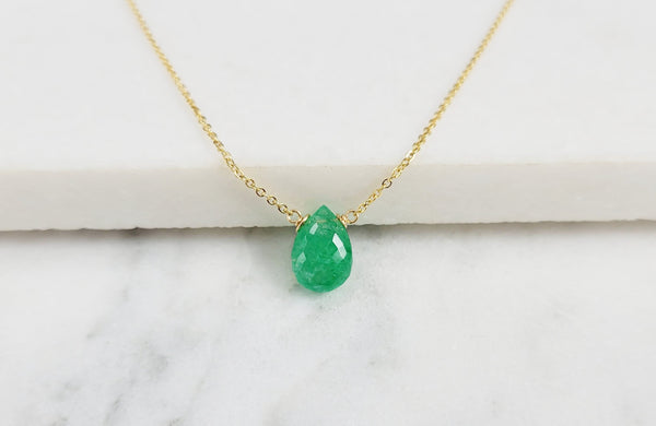 Emerald Pear Briolette Necklace