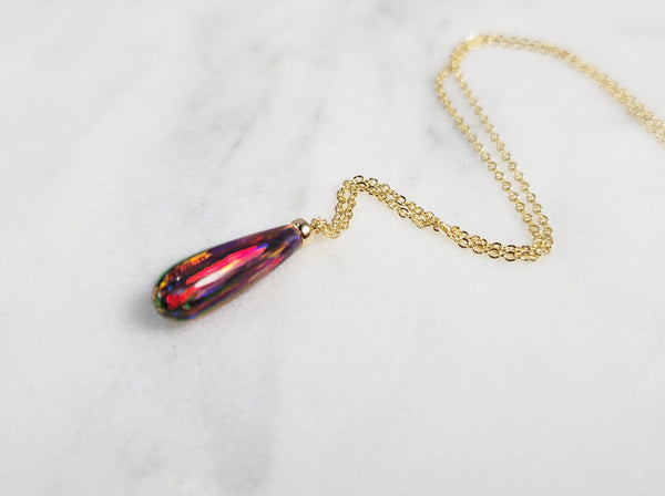 Red Fire Opal Pendant Necklace