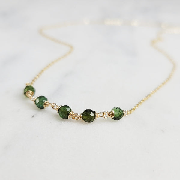 Beaded Green Tourmaline Necklace