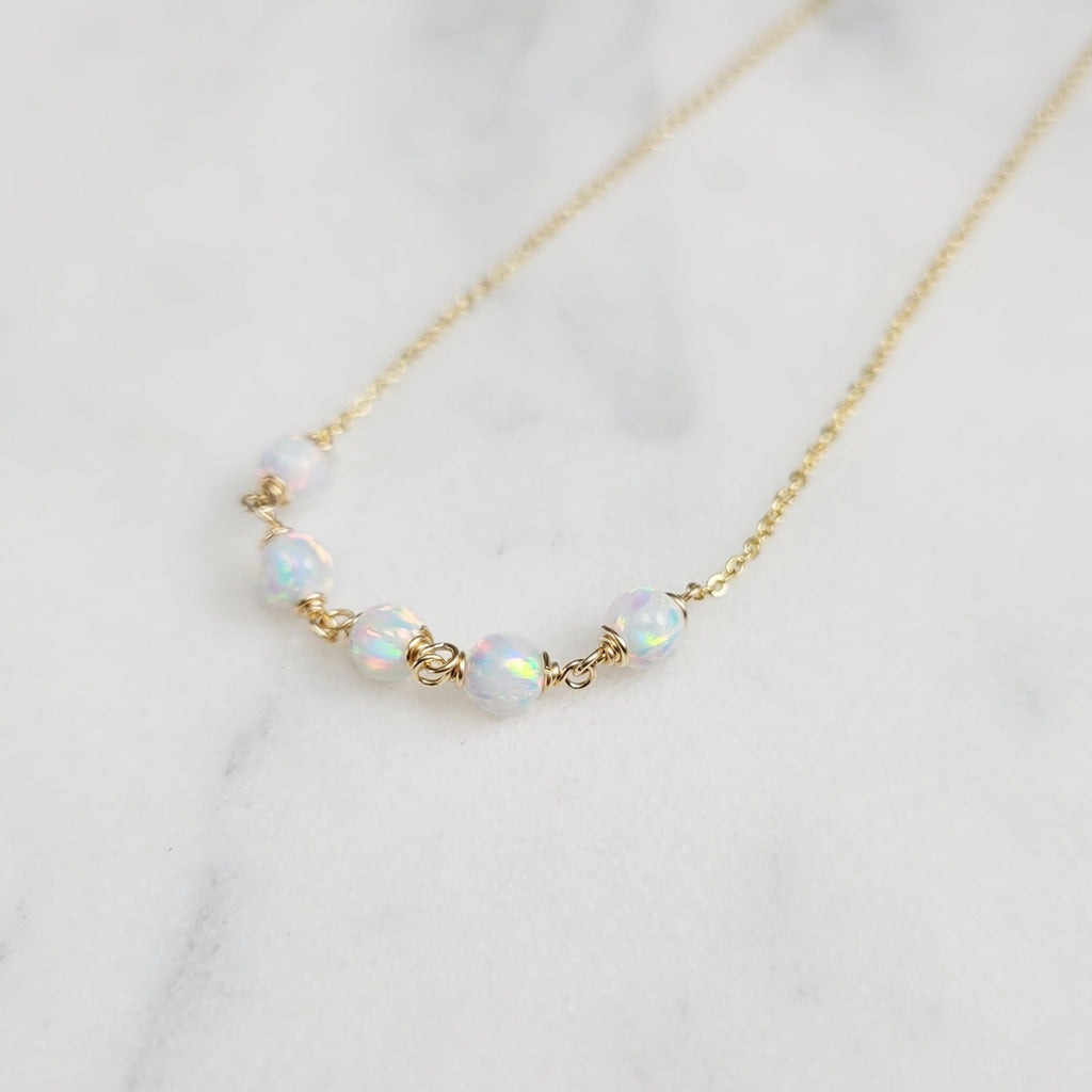 White Opal Beaded Necklace