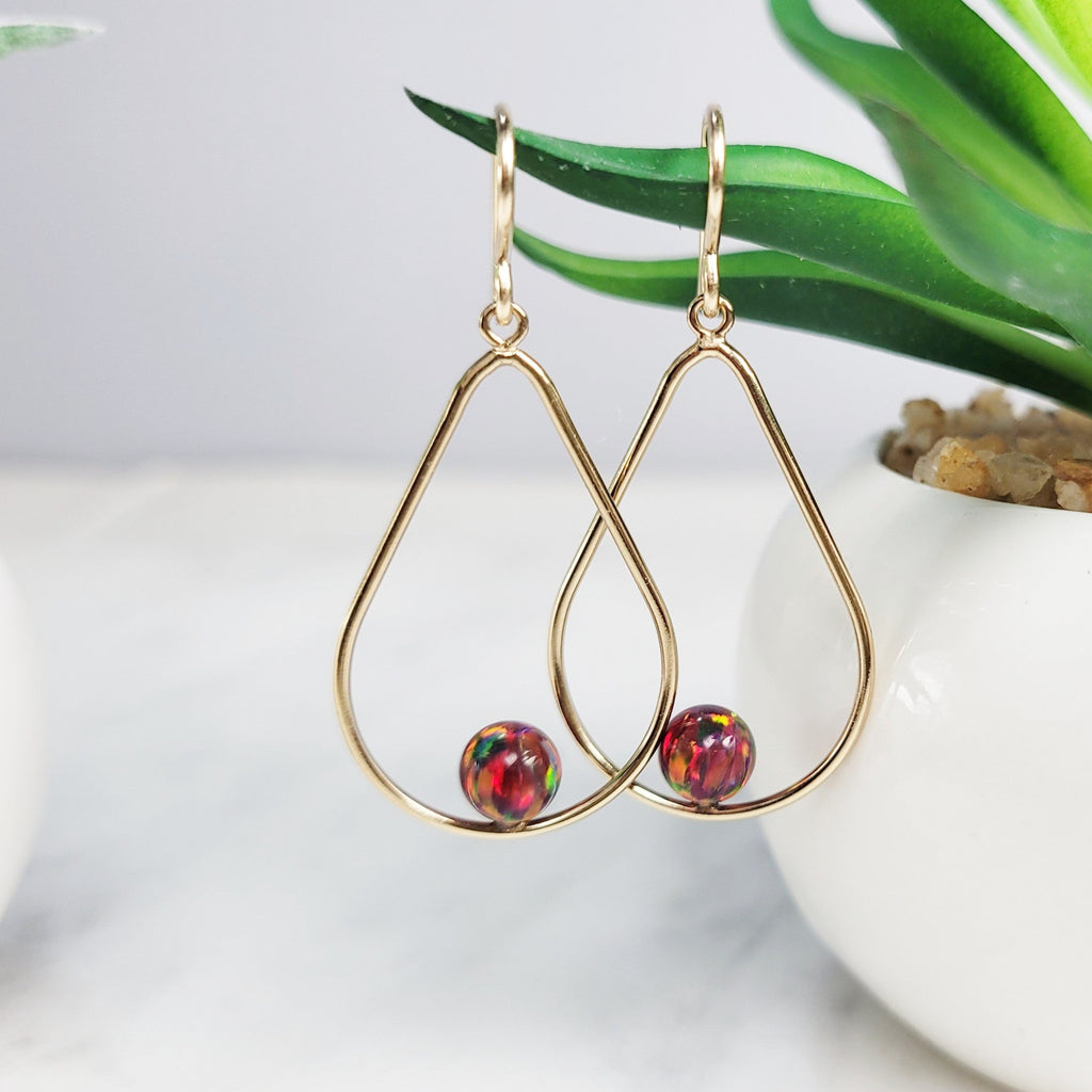 Red Fire Opal Dangle Earrings