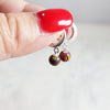 Dainty Red Fire Opal Hoop Huggie Earrings