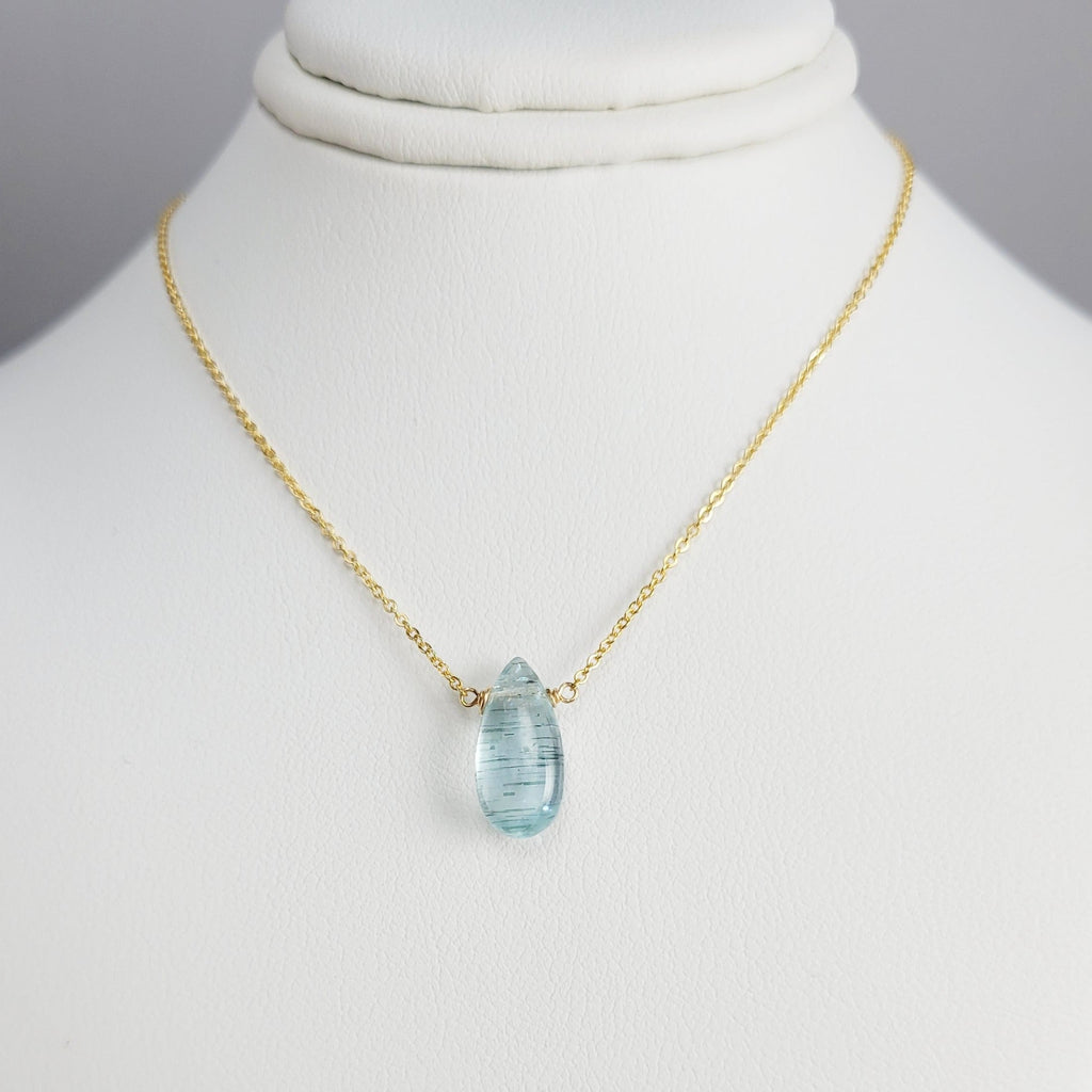 Moss Aquamarine Pear Necklace