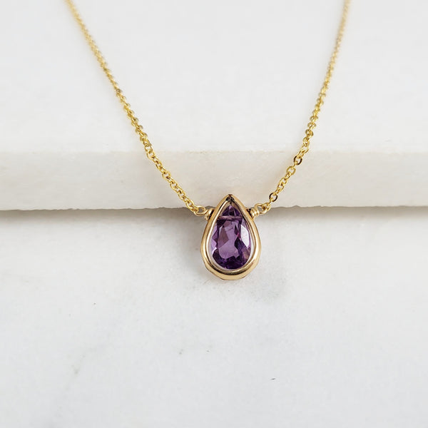 Sterling Silver February (Amethyst) Birthstone Necklace Created with  Zircondia® Crystals by Philip Jones Jewellery