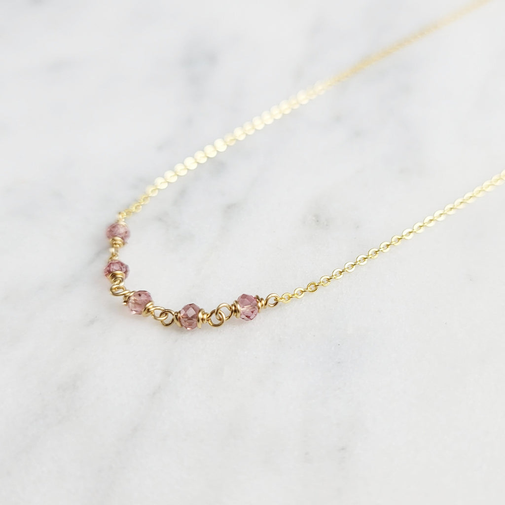 Beaded Pink Tourmaline Necklace