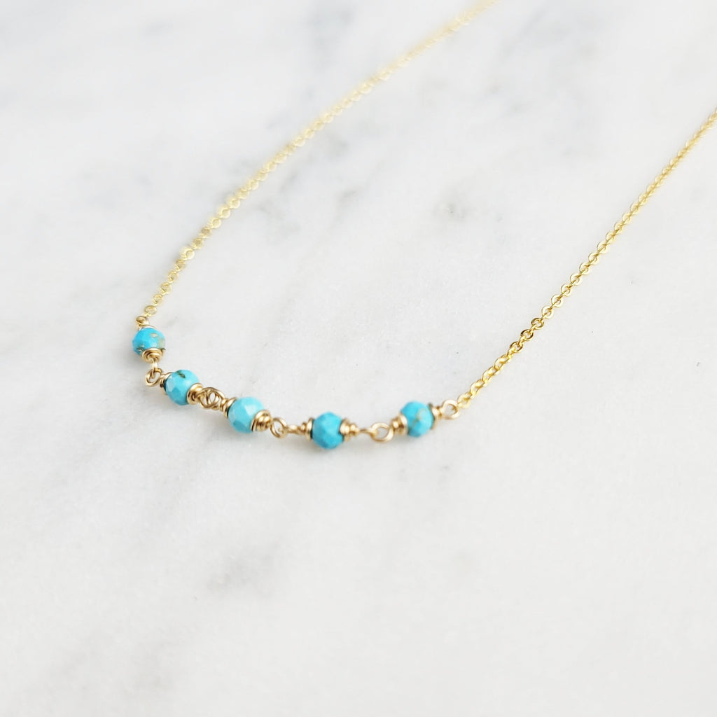 Marina Sleeping Beauty Turquoise Charm Necklace | Laura Foote Designs