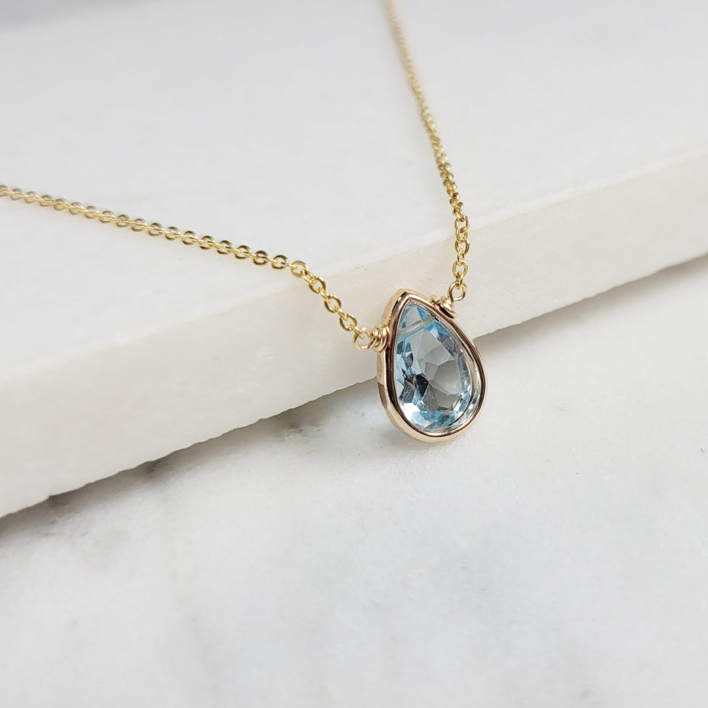 Blue Topaz Briolette Pendant Necklace