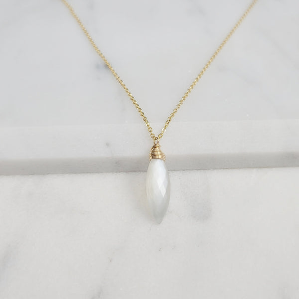 White Moonstone Briolette Pendant Necklace