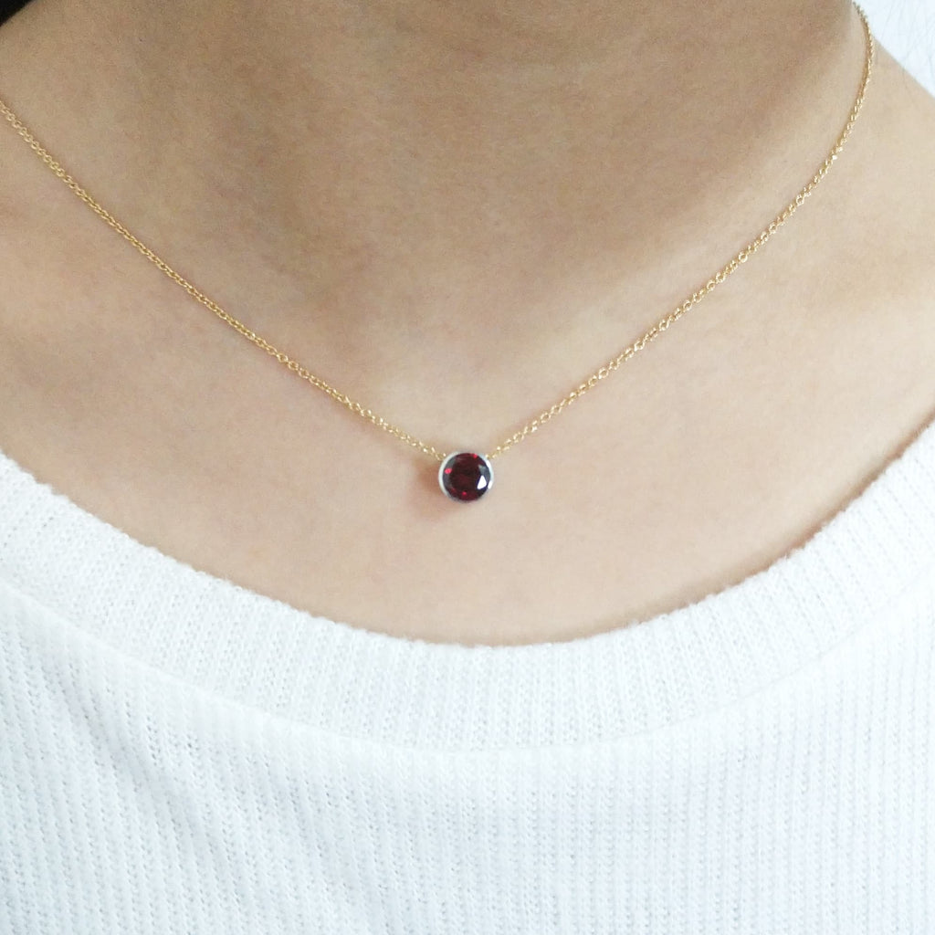 Garnet Floating Necklace - Fidget Necklace