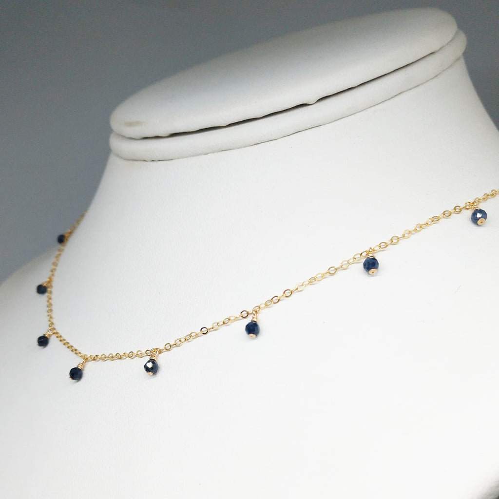 Blue Sapphire Drop Choker Necklace