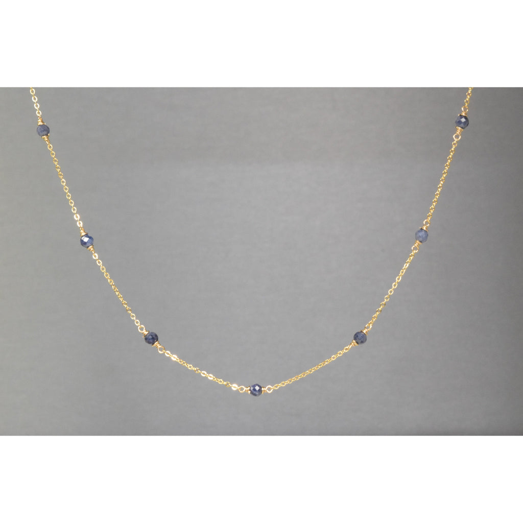 Blue Sapphire Beaded Choker Necklace