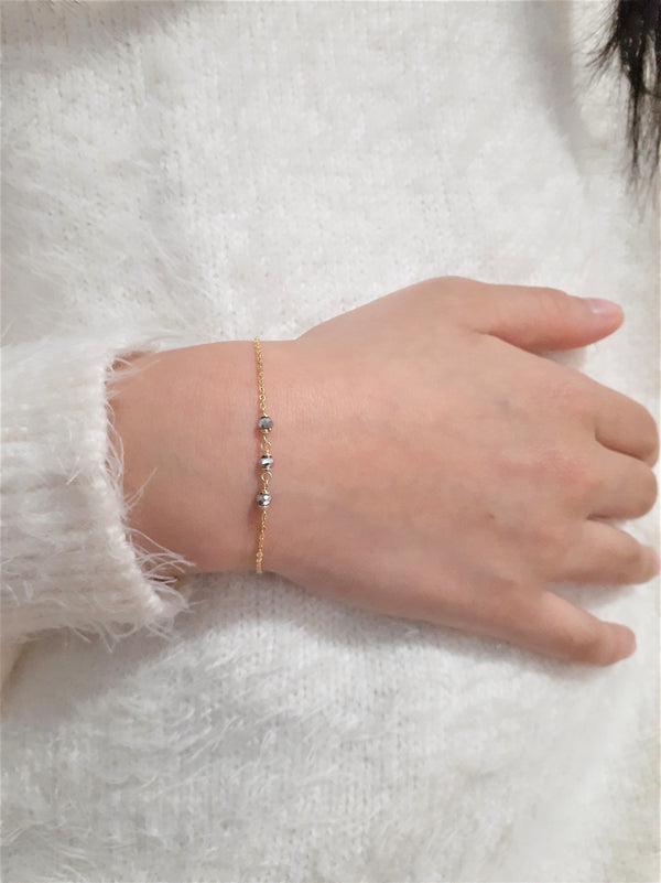 Dainty Silver Pyrite Bracelet - Two Toned Bracelet