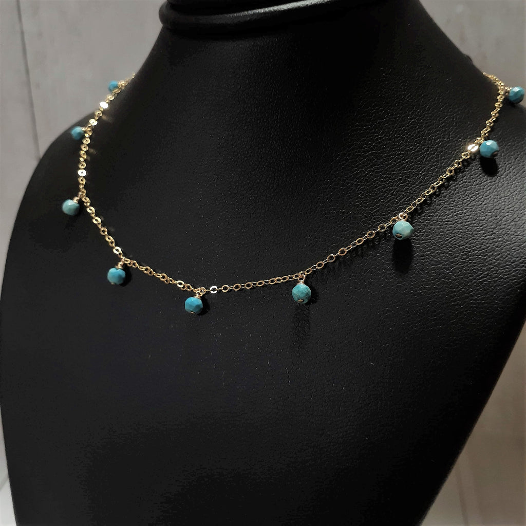 Sleeping Beauty Turquoise Drop Choker Necklace - Worn on Fuller House