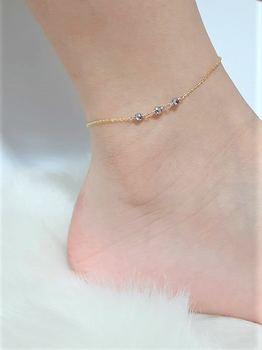 Dainty Two Toned Anklet - Silver Pyrite Anklet– Admirable Jewels