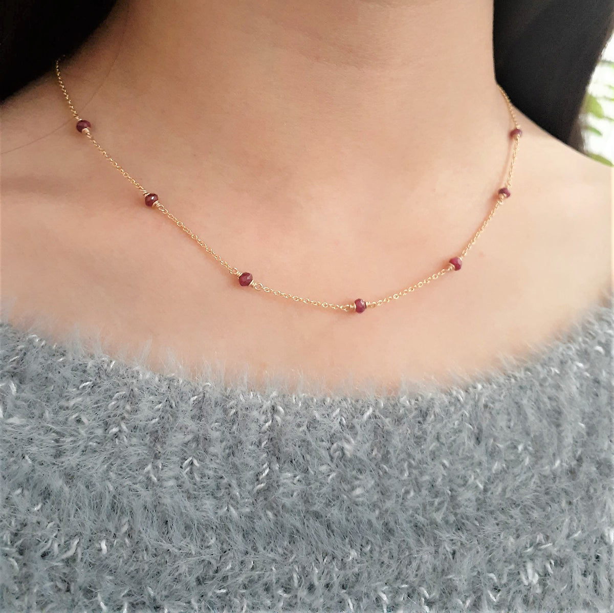 Ruby beads deals choker necklace