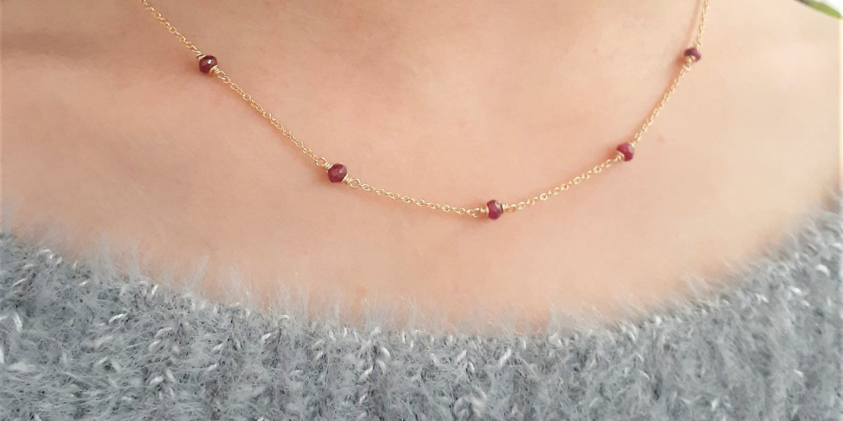 Ruby Beaded Choker Necklace Admirable Jewels