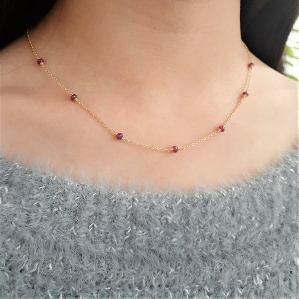 Ruby Beaded Choker Necklace