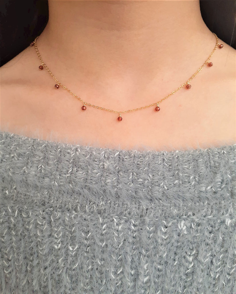 Dainty Garnet Choker Necklace